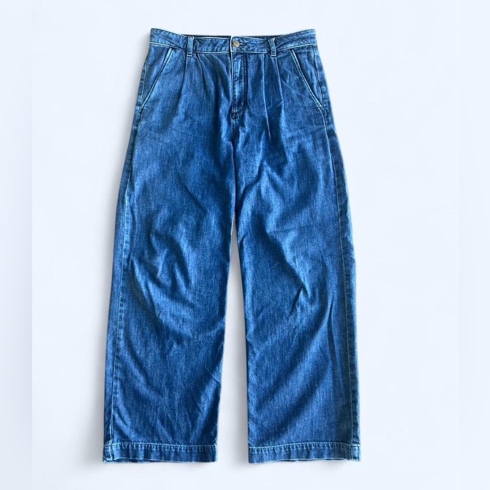 J. Crew wide leg jean pleated trouser jean size 29 classic denim wash